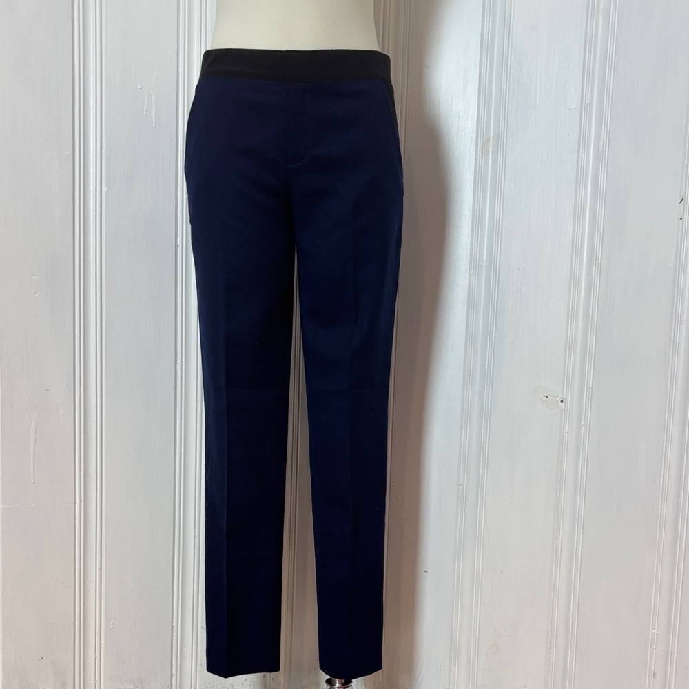 Elie Tahari Navy & Black Wool Tapered Dress Pants - Size 6 (estimated)